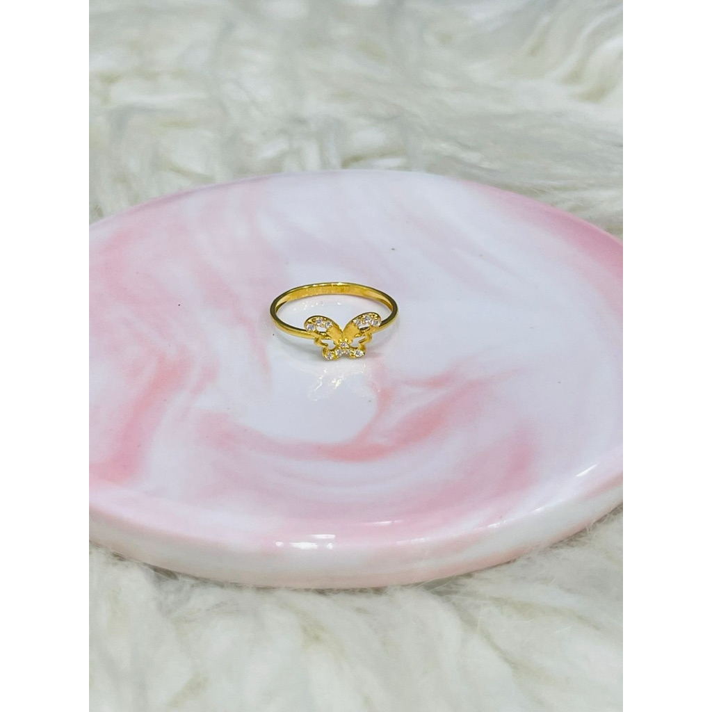 cincin kupu kupu AD uk 9 stngah simple cantik emas asli kadar 875