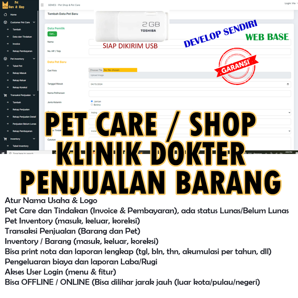 Aplikasi Software Pet Shop Klinik Dokter Penjualan Barang