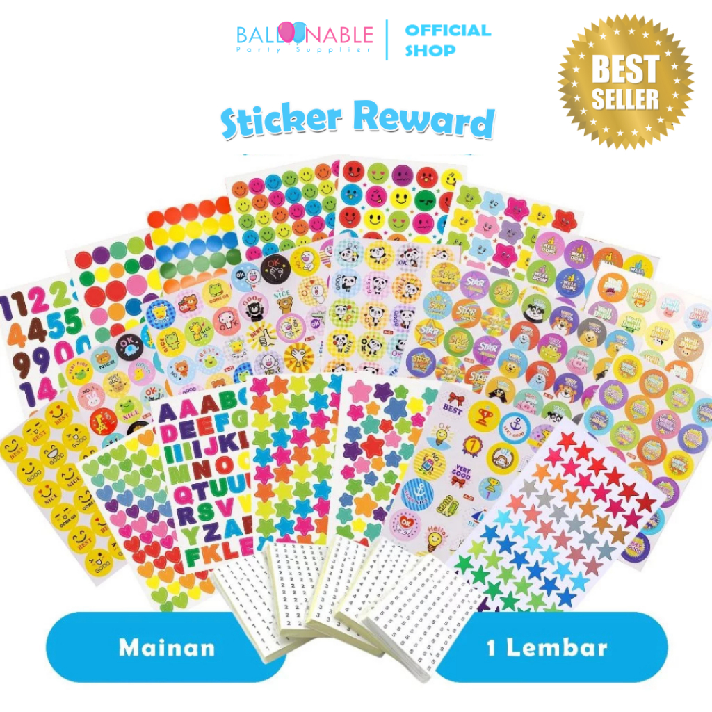 

10PC Stiker Reward / Angka / Huruf / Love ISI 10