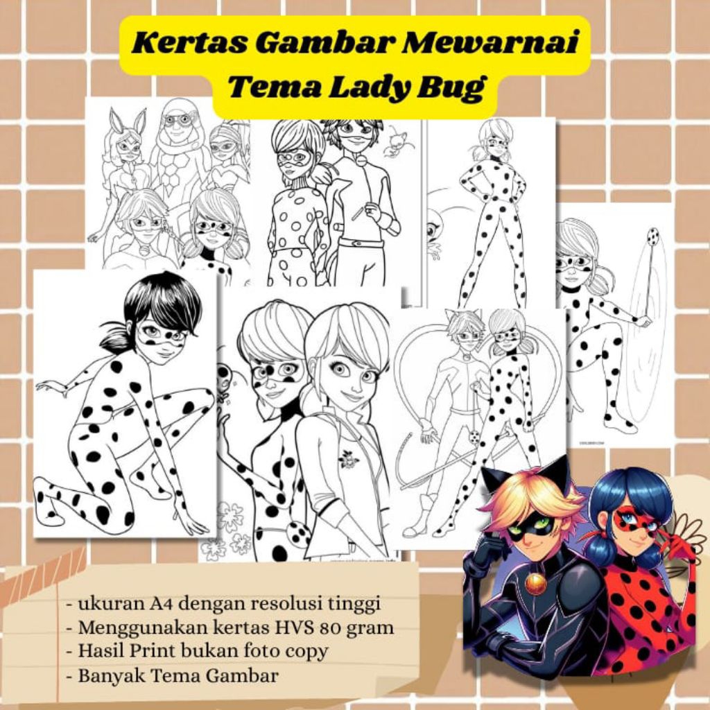 

20 LEMBAR KERTAS MEWARNAI ANAK TEMA LADY BUG (READY LANGSUNG KIRIM)