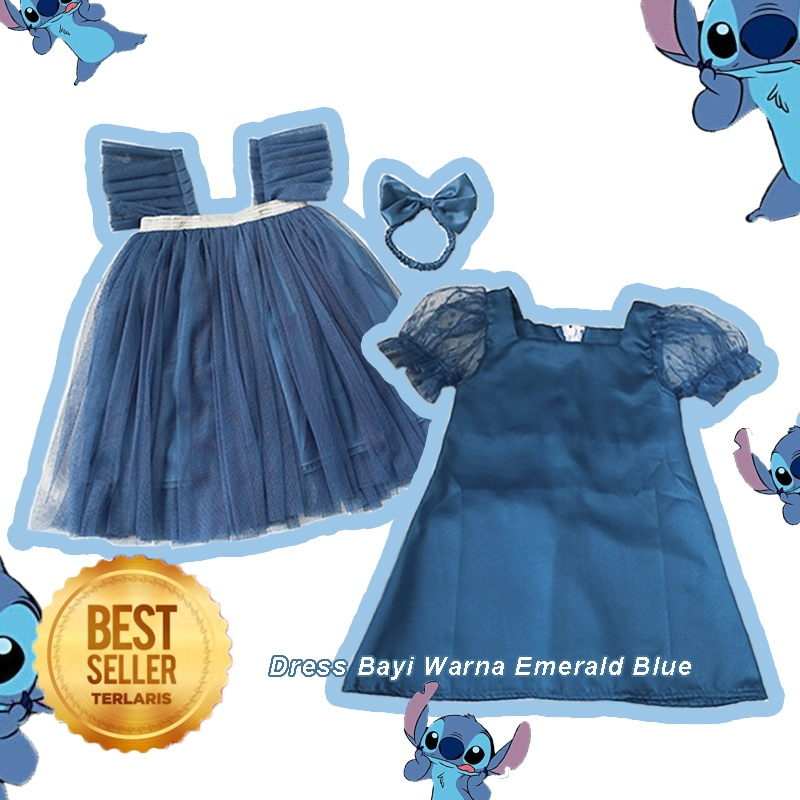 Baju Emerald Blue Kondangan Bayi Perempuan 0 6 12 Bulan Model Terbaru Tren 2025 Gaun Pesta Elegan Da