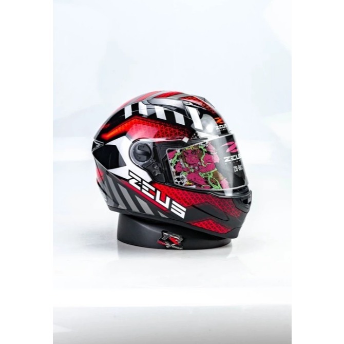 HELM ZEUS 811C BLACK / AL57 RED HELM FULLFACE - FLAT VISOR