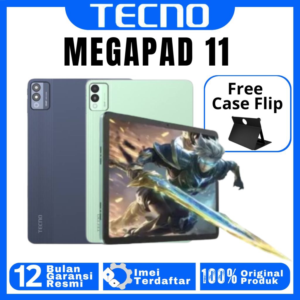TABLET TECNO MEGAPAD 11 8/256 GB Ram Upto 16GB Chipset Gaming Helio G99 100% BARU ORIGINAL GARANSI R