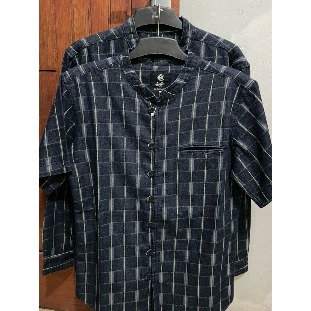 Ravensbro Kemeja Kuffa Bahan Lepis Kerah Shanghai Lengan panjang dan pendek Kemeja Pria