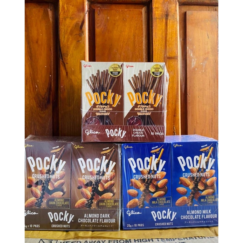

Glico Pocky Double Choco 47gr Pocky stawberry biskuit stik bersalut Coklat Pocky Almond dark