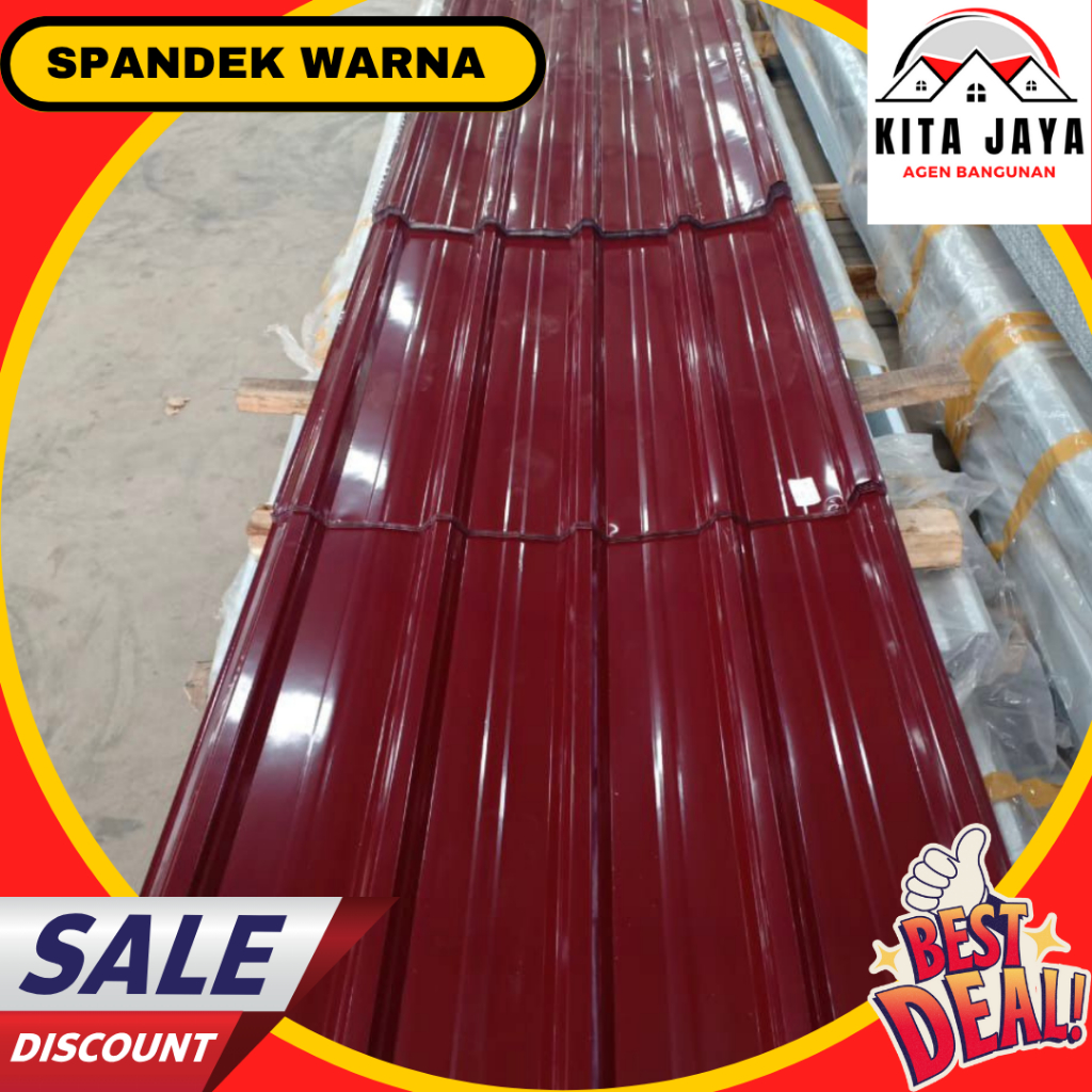 Atap Spandek Warna Merah, Hijau, Biru, Hitam Lebar 76 cm