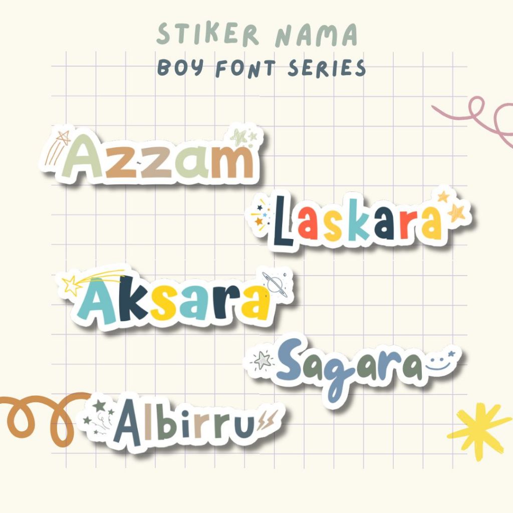 

Stiker Nama Label Nama Anak boy's Font Series