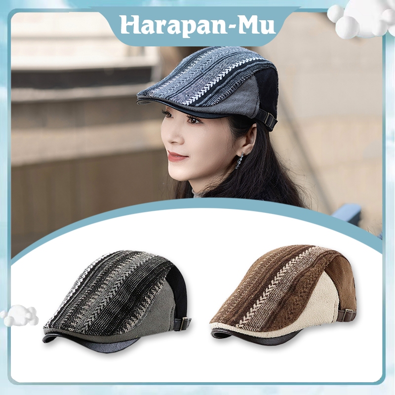 Flat Cap Pria / Jahitan Topi Baret Pria / Topi Pelukis Retro