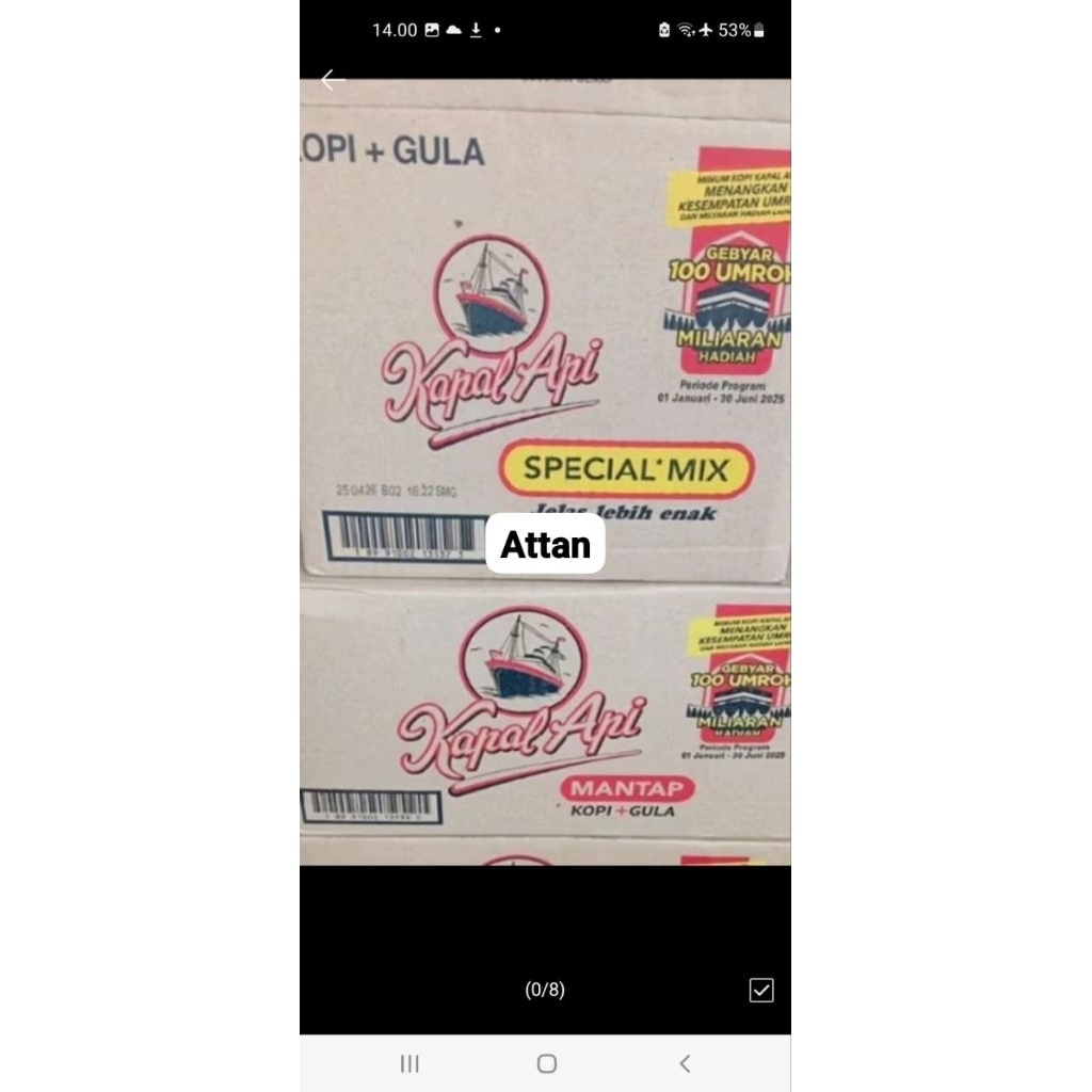 

kopi kapal api special mix 1 dus 12renceng