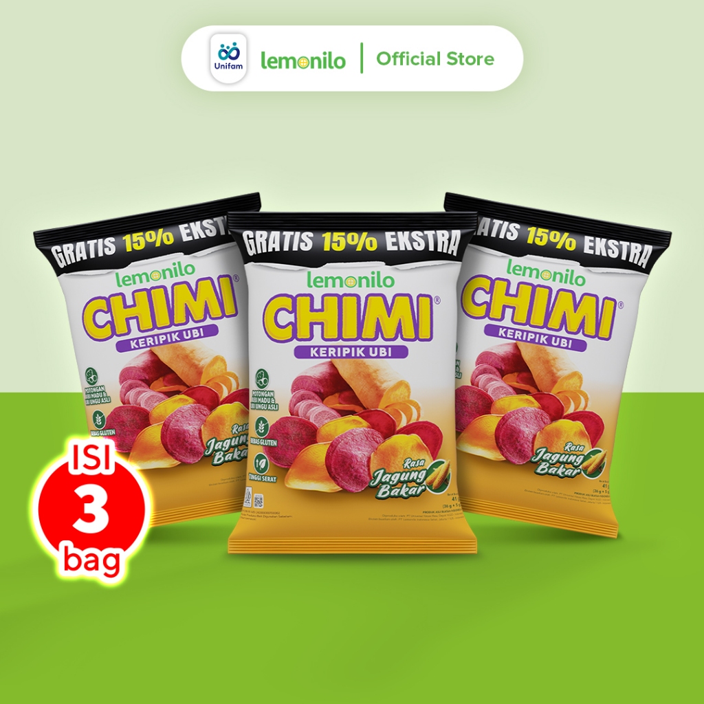 

3 Pack Lemonilo Chimi Keripik Ubi Rasa Jagung Bakar 50 Gr