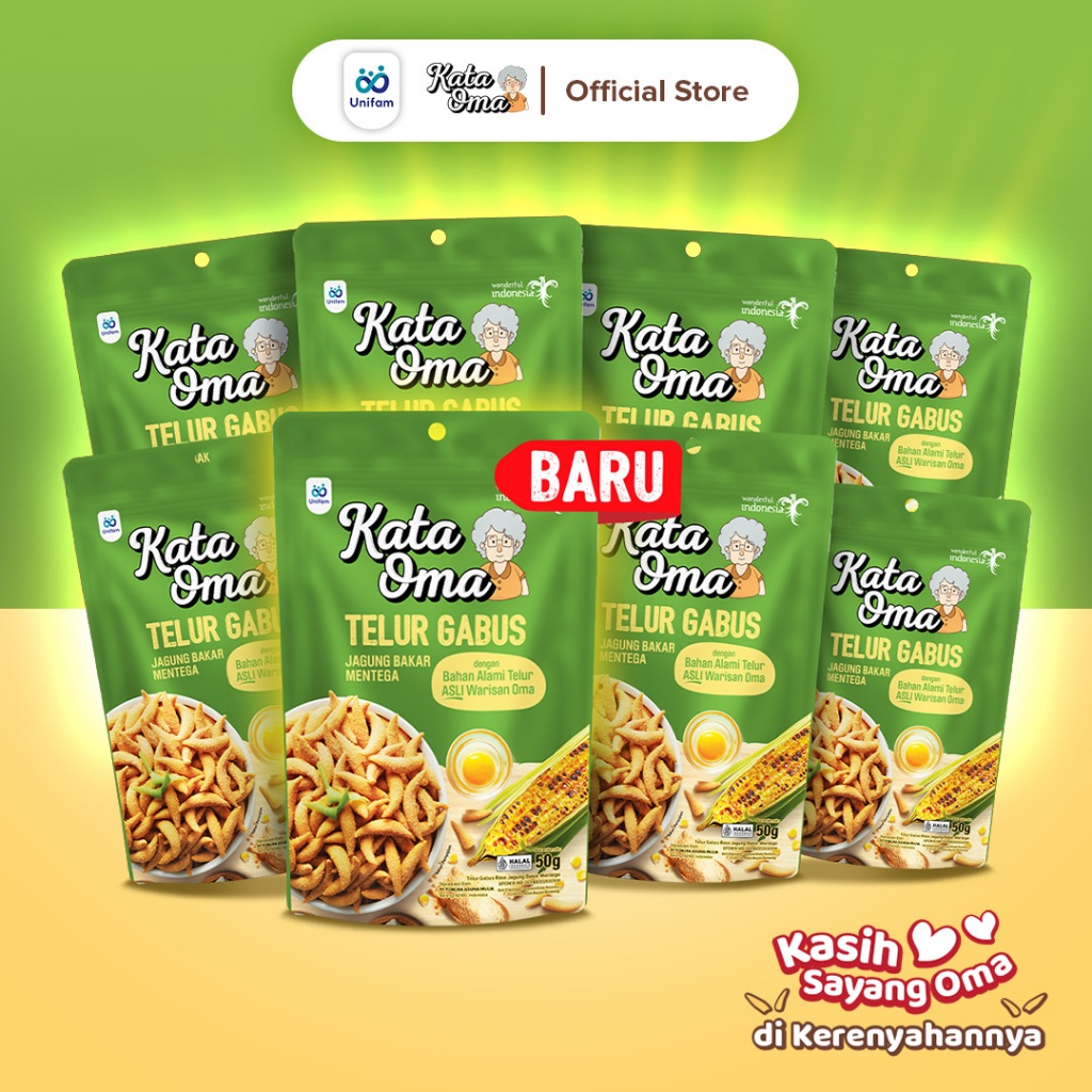 

Paket Isi 8 Kata Oma Telur Gabus Rasa Jagung Bakar Mentega 50 Gr