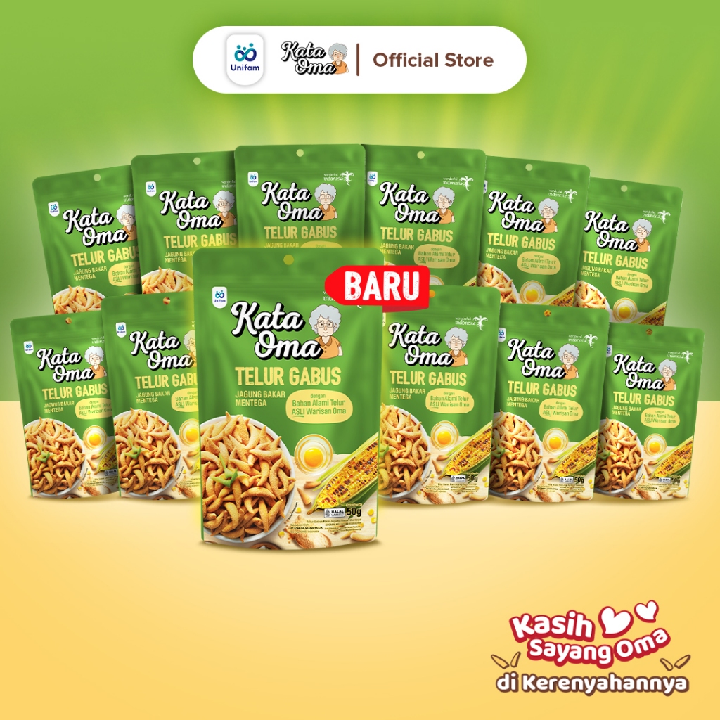 

Paket Isi 12 Kata Oma Telur Gabus Rasa Jagung Bakar Mentega 50 Gr