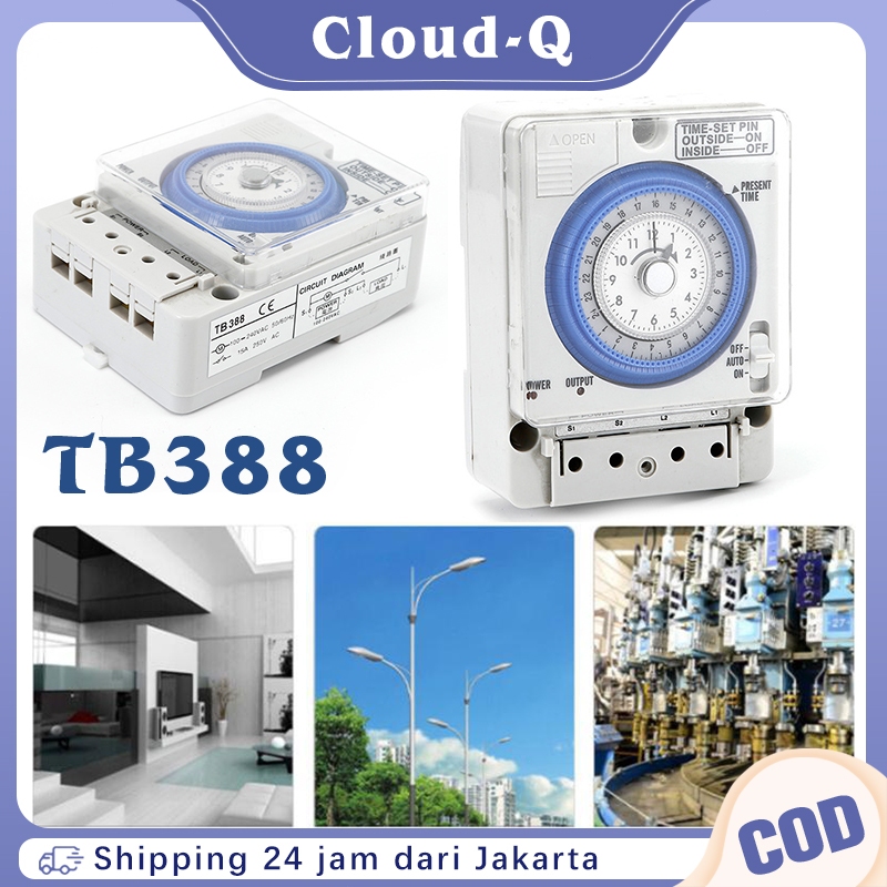 Switch Timer Otomatis 24 Jam TB388 220V AC Timer Listrik Otomatis