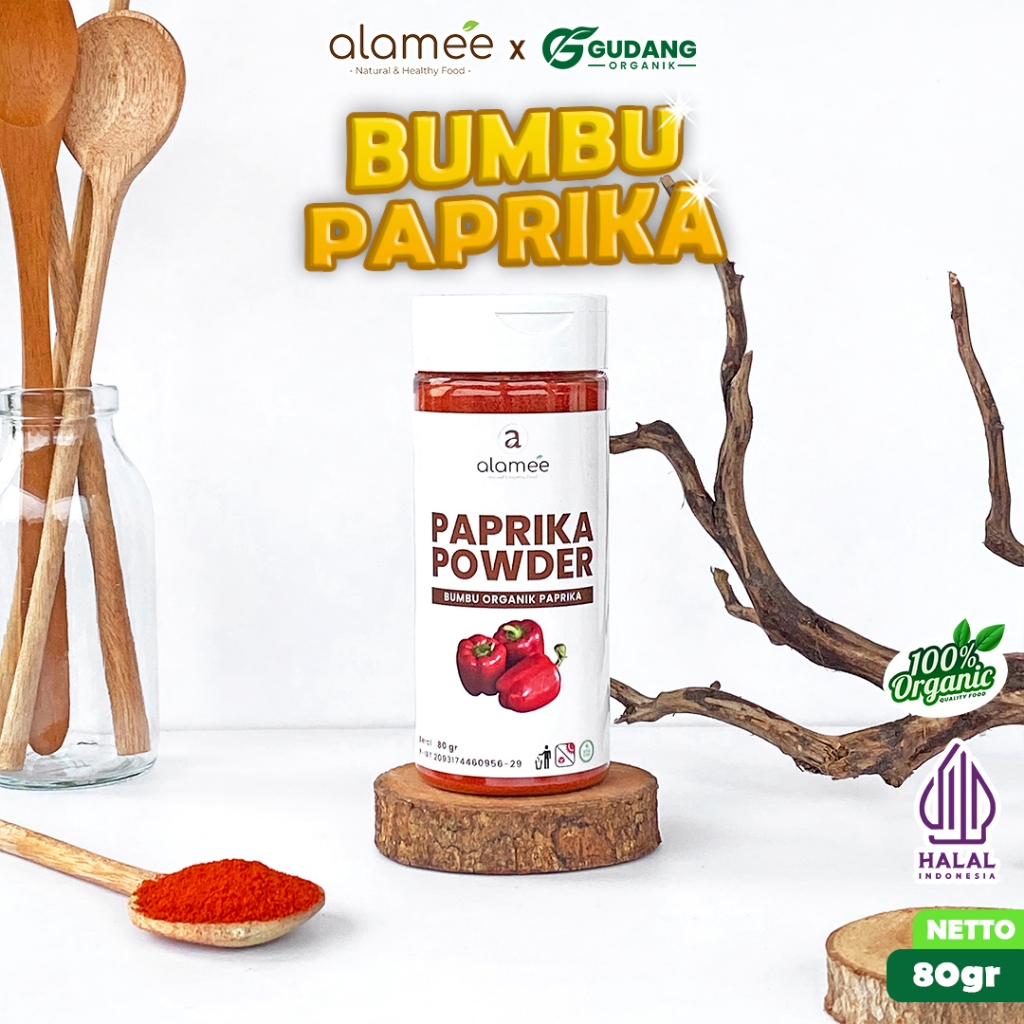 

alamee bumbu organik paprika tabur menyajikan warna cerah dan rasa manis yang ideal untuk saus alami