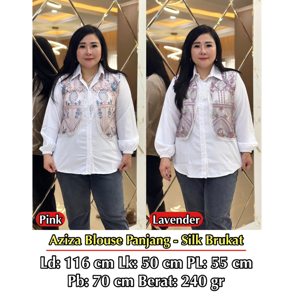 FINA BIGSIZE - (AZIZA BLOUSE PANJANG BRUKAT) ATASAN BRUKAT WANITA JUMBO BIGSIZE