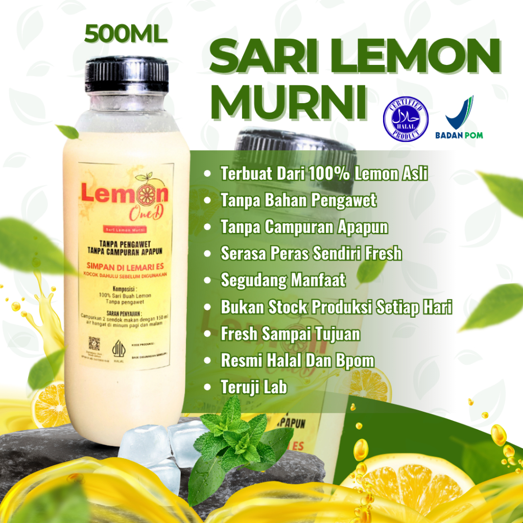 

VIRAL! LEMON YOU 500 ML Sari Lemon Murni Asli 100% Minuman Diet Dan Detox Pelangsing Badan