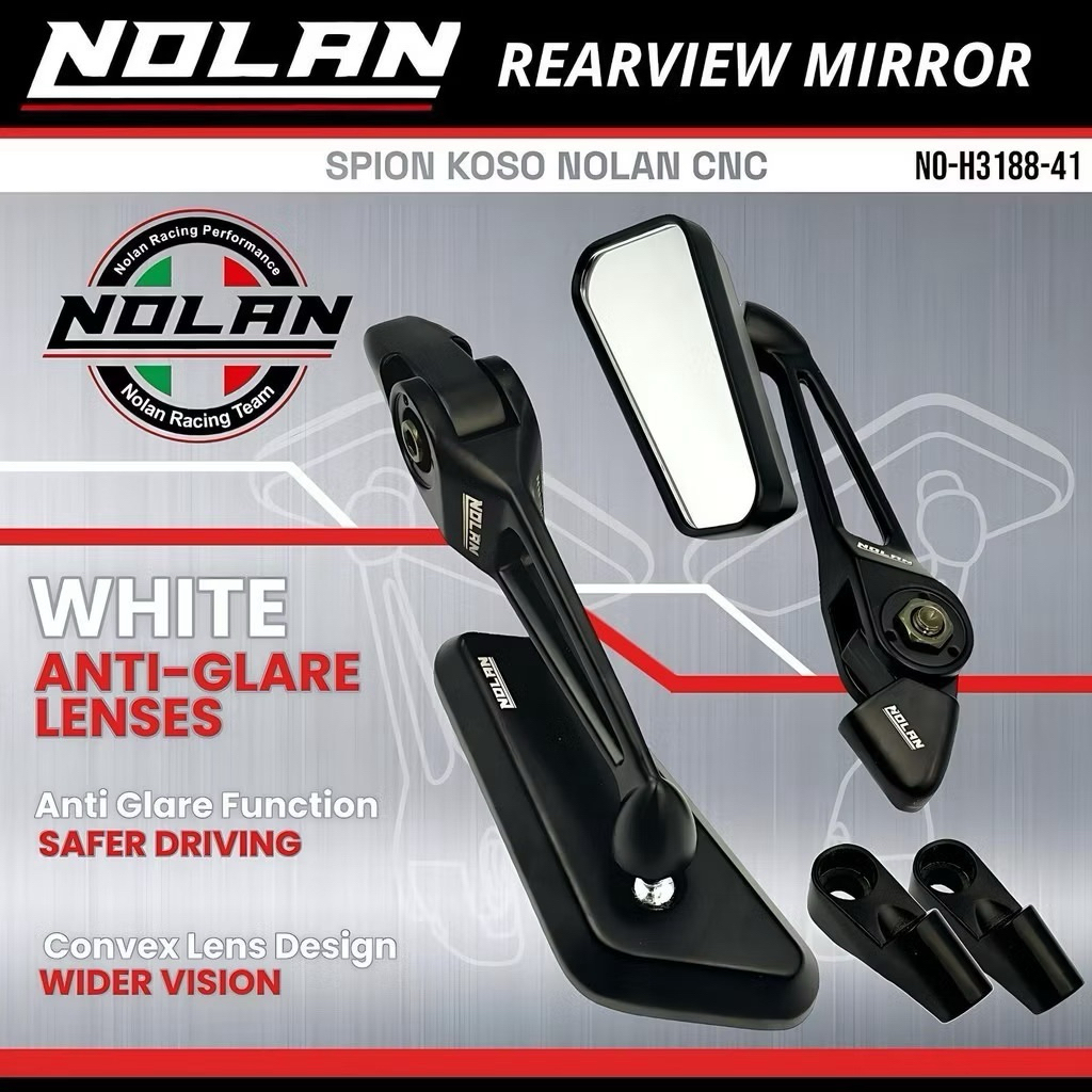 Spion NOLAN Model KOSO Kaca Putih Bahan Aluminium Full CNC Universal vario 160 vario 125 vario150 pc
