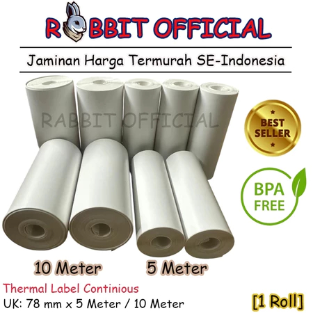 

LABEL THERMAL CONTINIOUS 78x10 Meter KERTAS STICKER BARCODE 78 mm x 10 Meter