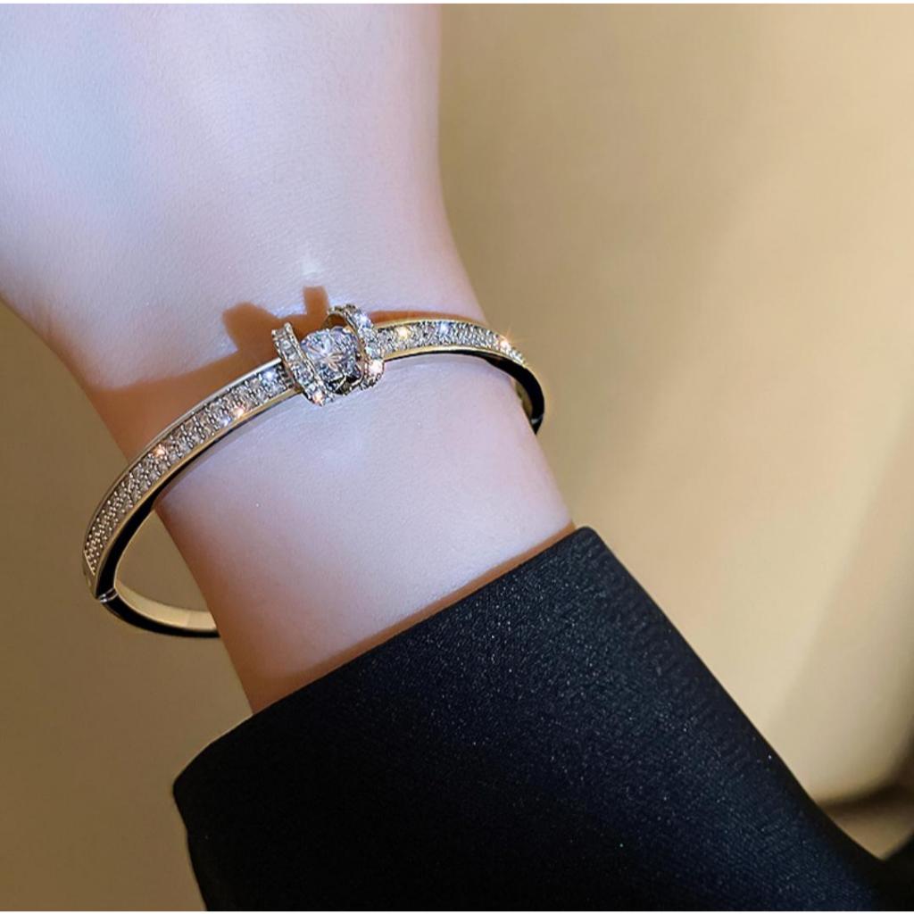 Gelang Geometris Full Diamond Berlapis Emas Asli Gelang Perak Matahari Wukong Besar Gelang Lingkaran