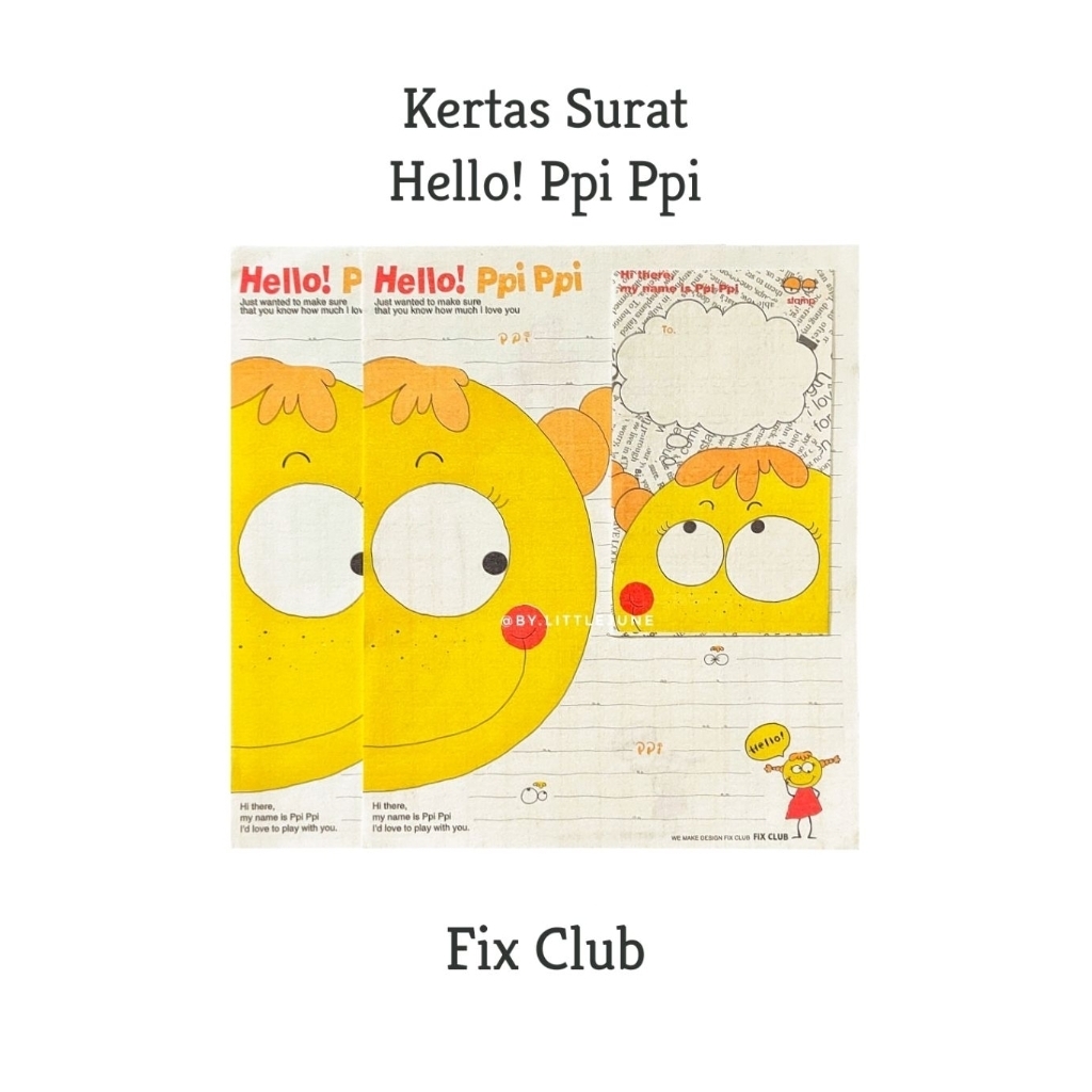 

NEW : Kertas Surat Hello! Ppi Ppi by Fix Club // 1 Set Letterpad Lucu Bergaris Aesthetic Full Color / 80gsm