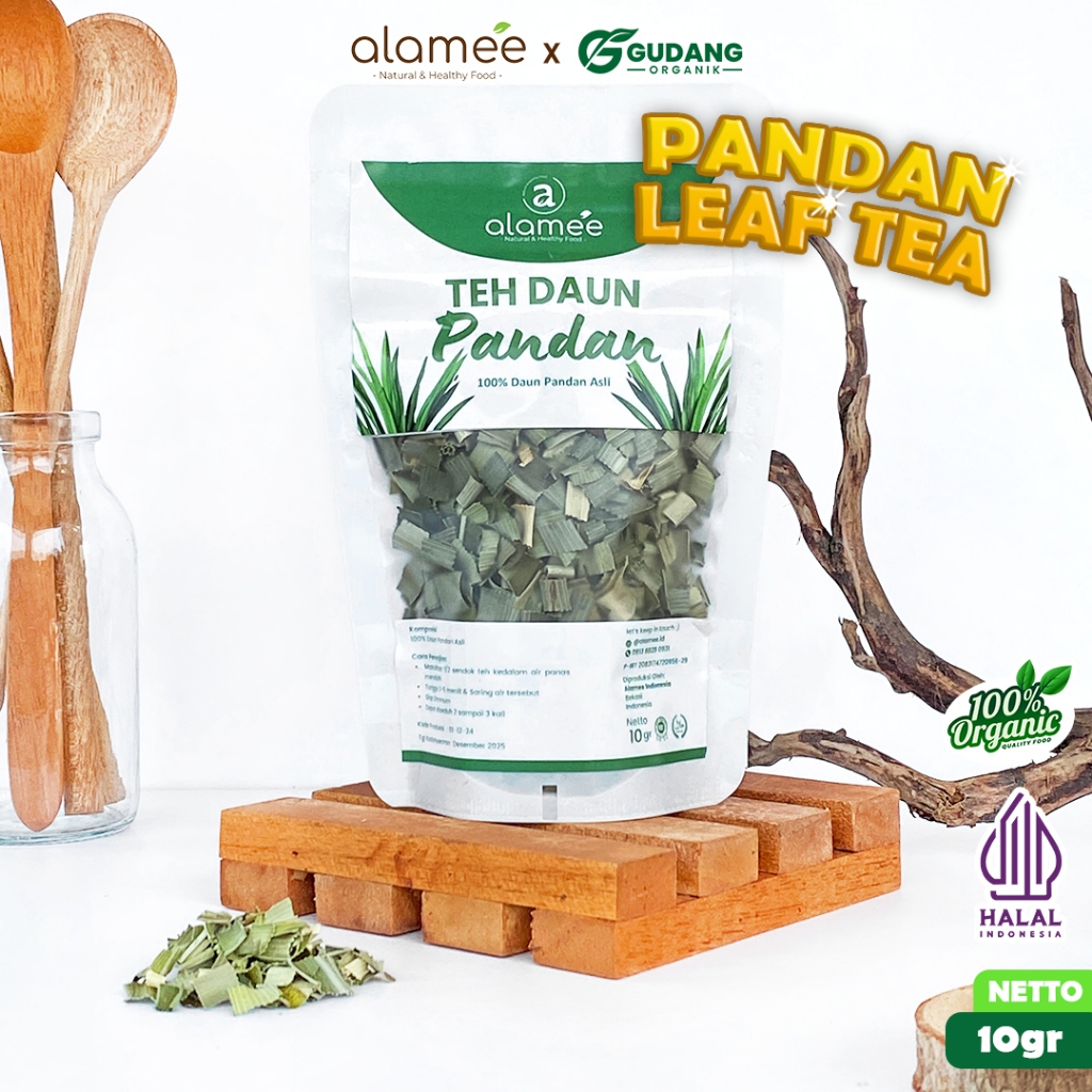 

alamee teh bunga pandan menawarkan pilihan sehat 10 gram yang mudah diseduh dan menyegarkan