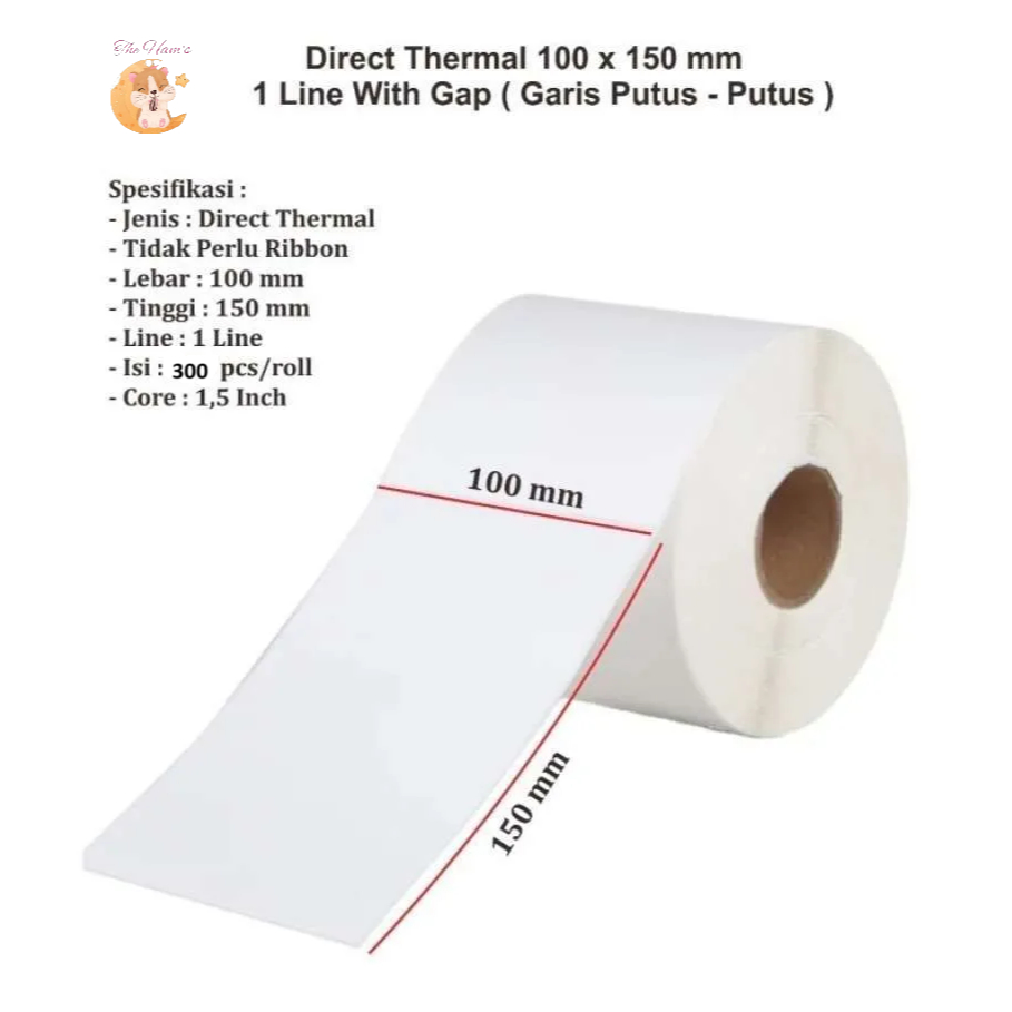 

(The Ham's) LABEL STICKER THERMAL 100 X 150 BARCODE 100X150 UKURAN A6