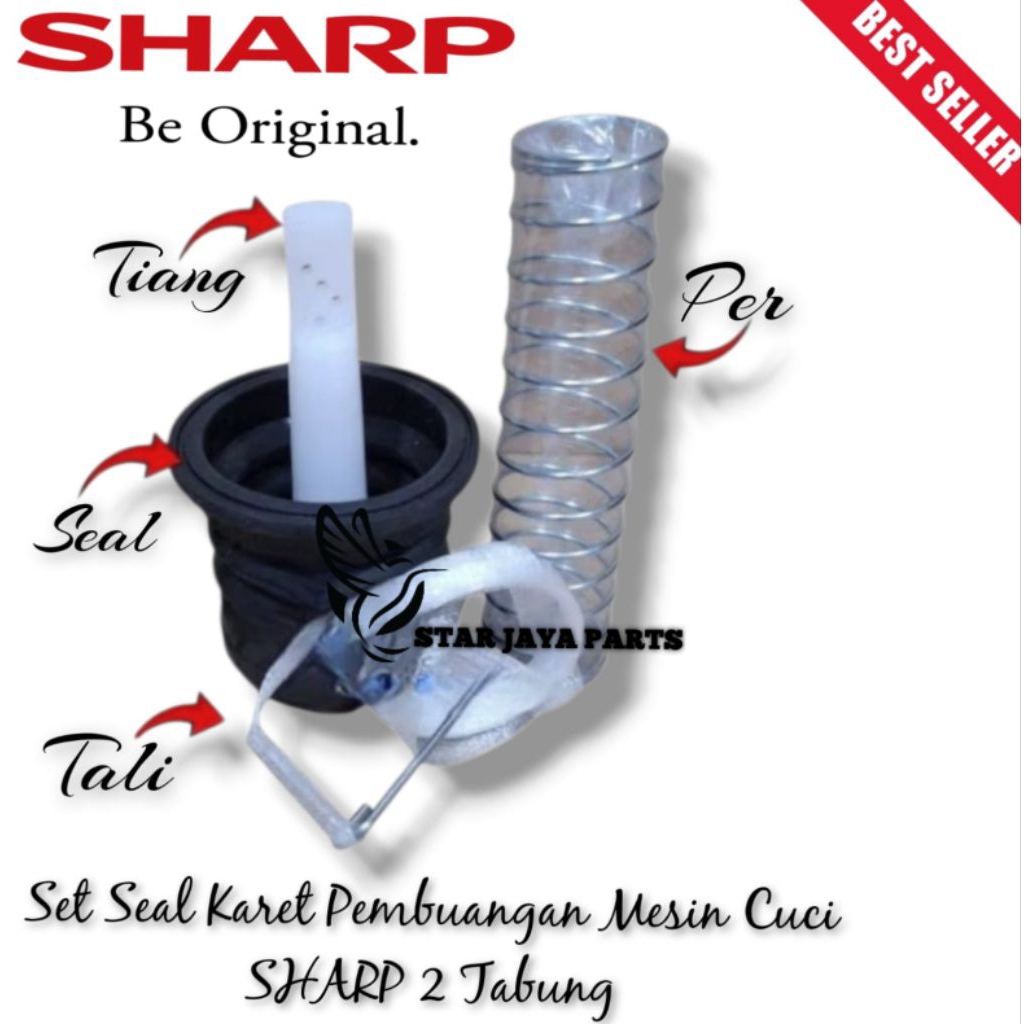 SHARP ES T75NT 75NT Set Seal Karet + Tali Pembuangan Mesin Cuci Sharp 2 Tabung Quality