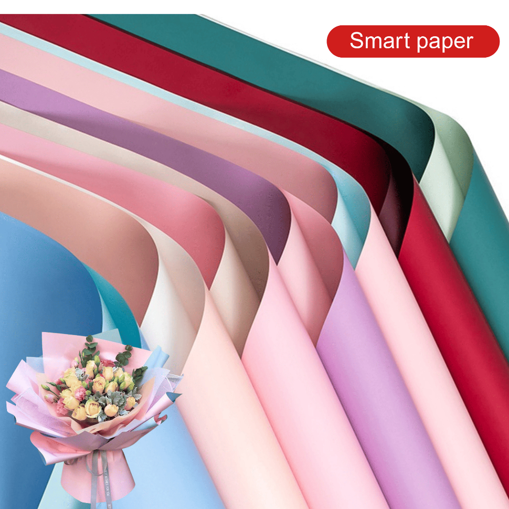 

Isi 20 LEMBAR Flower Wrapping Paper Dua Warna Pastel Polos Kertas Bunga Buket Bi Color Cellophane KB021