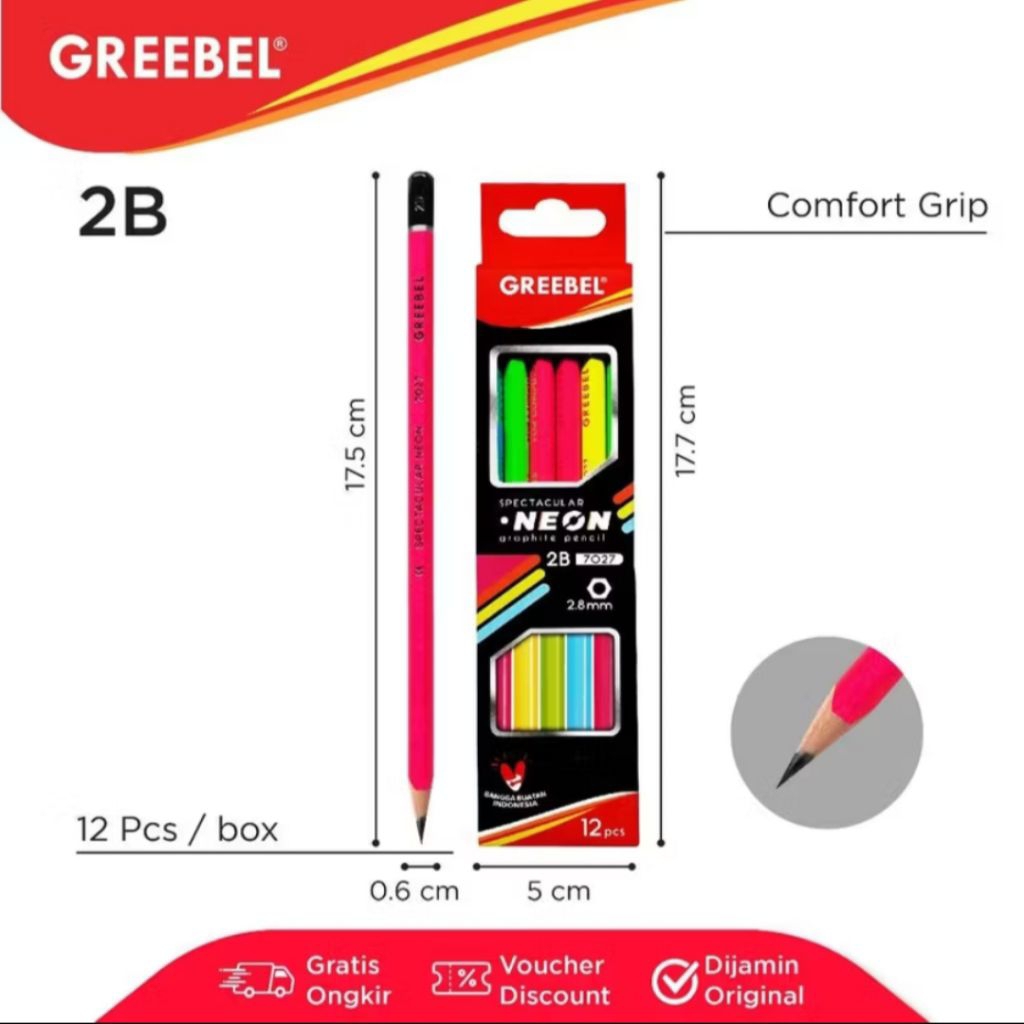

Pensil Greebel 2B Spectacular Neon Graphite 7027 12 Pcs/Pack