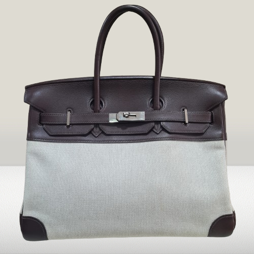 Hermès Birkin 35 Toile Handbag Brown with Palladium Hardware – 2009