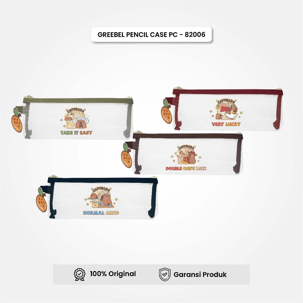 

GREEBEL Tempat Pensil Capybara | PENCIL BAG PB-82006 (PCS) Mesh Zipper Pencil Case Tempat Alat Tulis Jaring