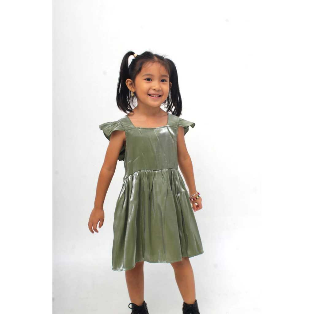 Sweet Joey - Dress Natal Anak Shimmer Hijau Sage Christmas Dress Bayi