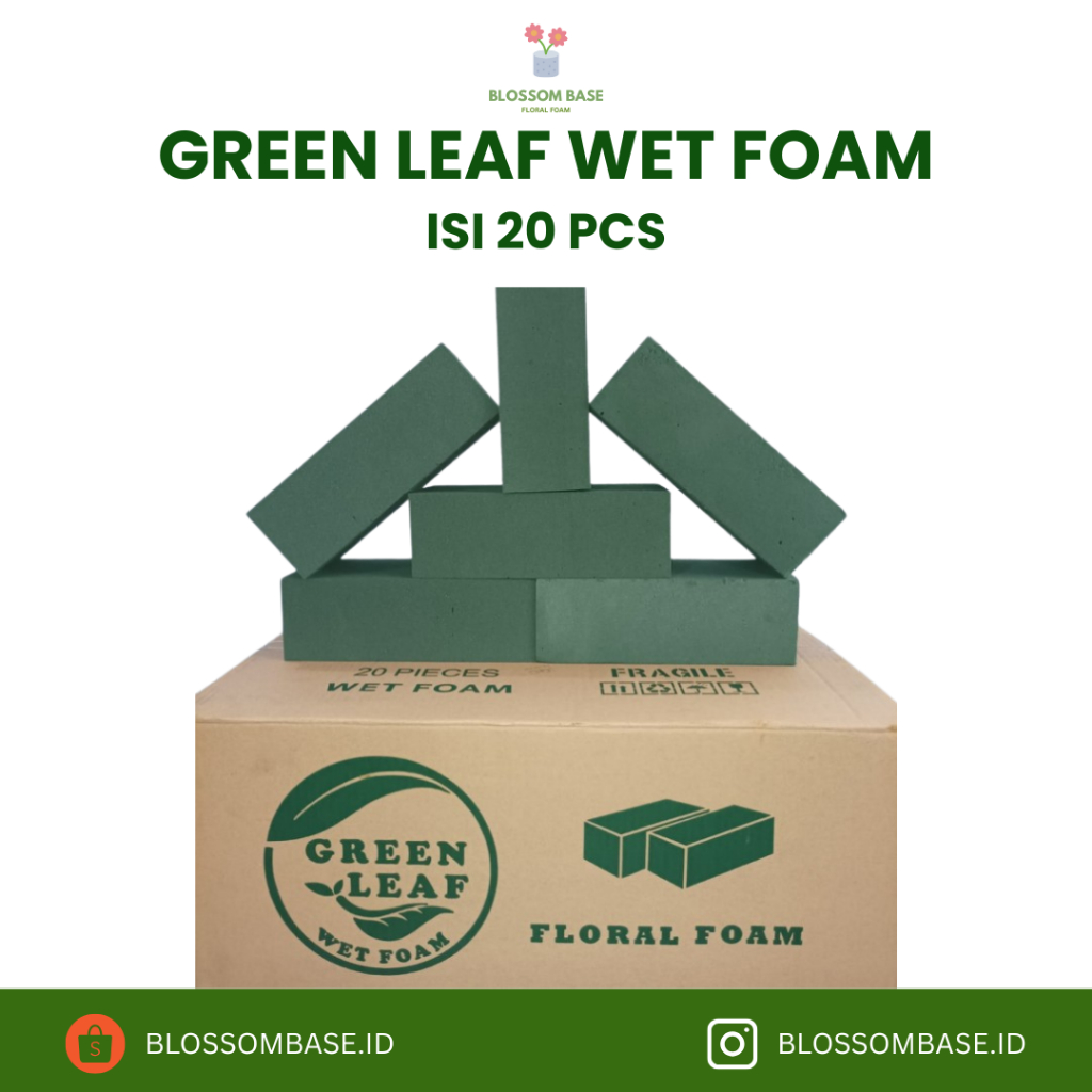 Green Leaf Foam Bunga / Floral Foam / Busa Bunga / Oasis Wet Foam / Busa Basah / Busa Oasis