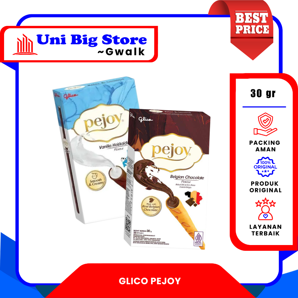 

GLICO PEJOY STICK STIK BISKUIT BELLGIAN CHOCOLATE - VANILLA HOKKAIDO - 32 GR