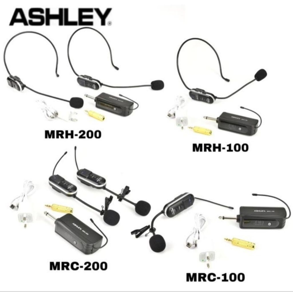 Mic Wireless Ashley MRH 200 - MRC 200 -MRH100 - MRC100 Headset - Jepit Original
Bando - Clip on - MR