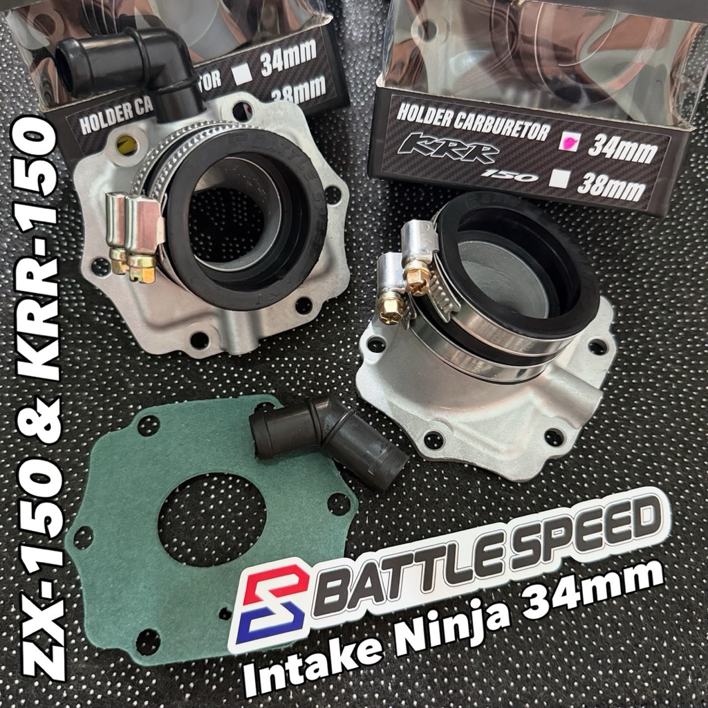 Intake Ninja 34mm Manifold Kawasaki Ninja R S RR SS Merk BATTLE SPEED 34mm Intake Manifold Ninja 150