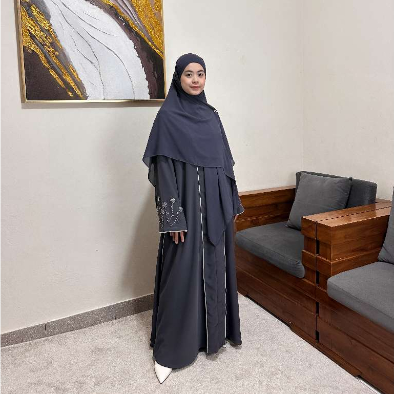 [Zahwa Official] Shafira Luxury Abaya Payet Tangan Bahan Cotton Silk Anti UV Cantik Lembut Mewah