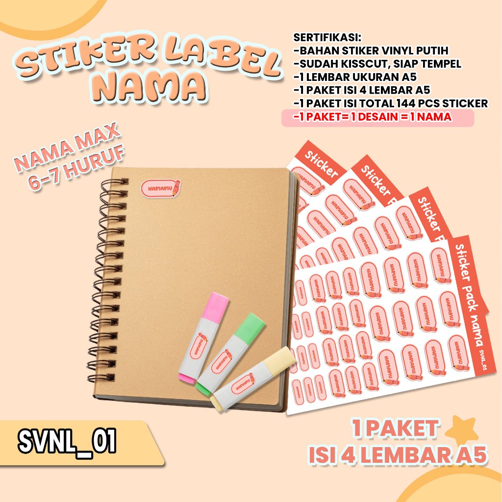 

STIKER LABEL BUKU KARAKTER ALAT TULIS - BISA CUSTOM NAMA - Stiker 1 Paket isi 4 Lembar - Stiker Buku Tulis Anak Custom Nama - Kode SVNL
