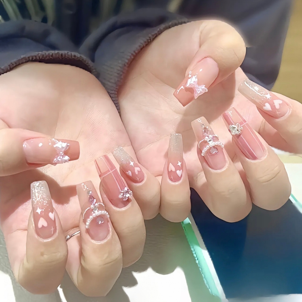 Miss Sweet Kuku Palsu  10pcs Set Kuku Palsu Cantik Kuku Palsu Nail Art (Free Lem Jelly) Kuku Palsu C