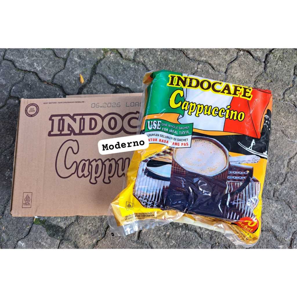 

Indocafe Cappuccino isi 50 - Indocafe Cappuccino isi 50's perkarton isi 5