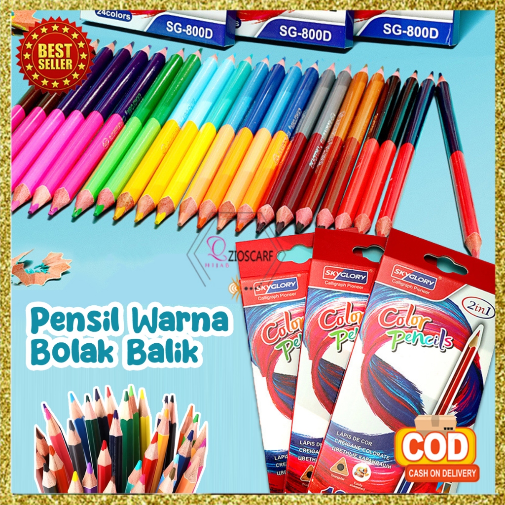 

Pensil Warna 2 Sisi Bolak Balik 12 Warna 2in1 Perlengkapan Alat Tulis Mewarnai Menggambar