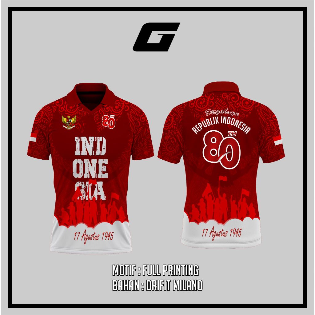 JERSEY HUT RI 80 TAHUN 2025 KERAH DAUN/ JERSEY KEMERDEKAAN RI / JERSEY PANITIA HUT RI / JERSEY AGUST