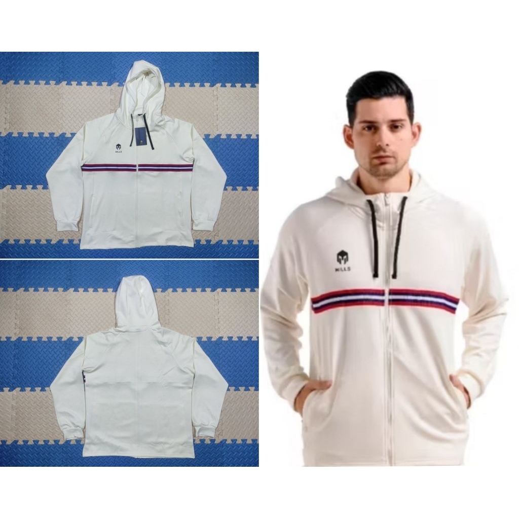 Jaket Olahraga Mills Track Jacket Amra 8064 - White Original Pakaianmuslimpria
