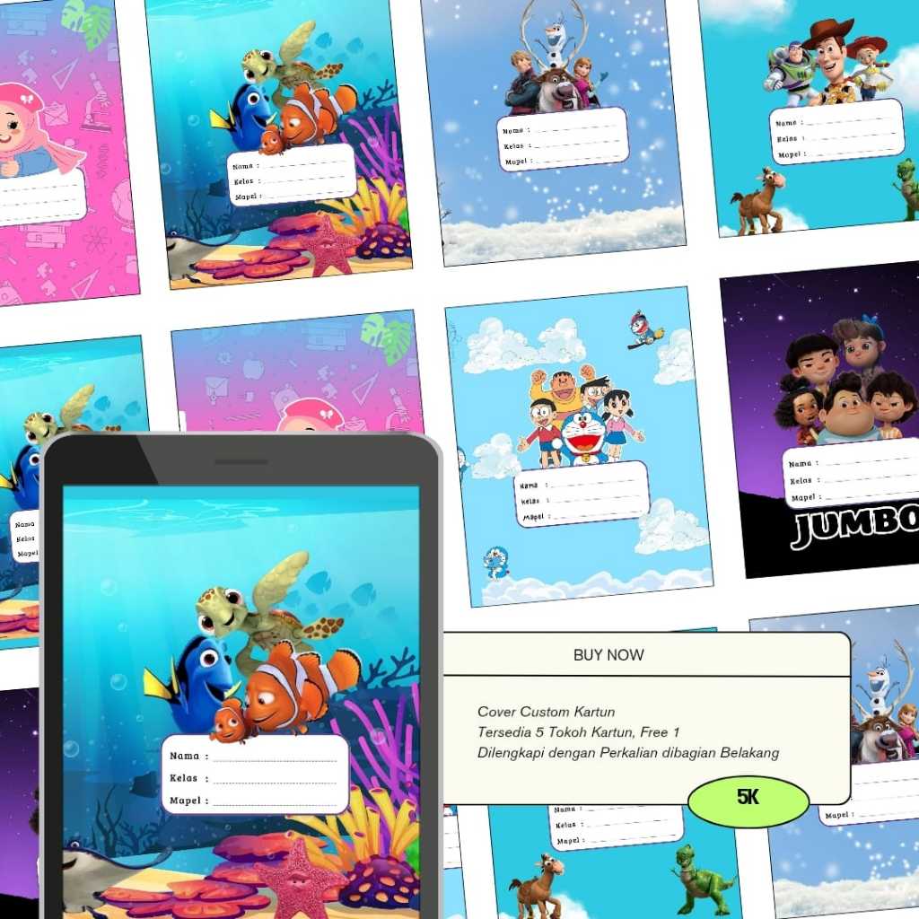 

Buku Tulis Custom Tema Kartun