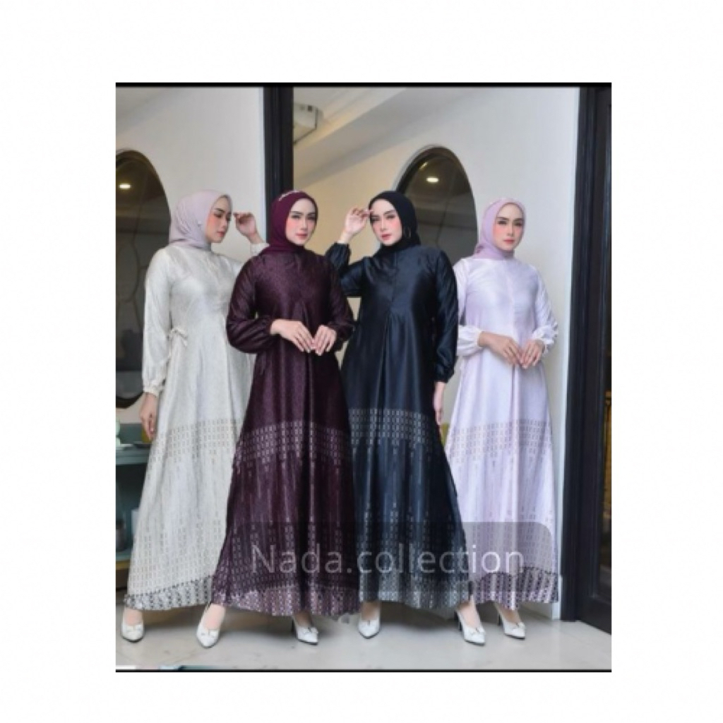 Drees Gamis  Raya Silk Premium//Dress Motif Muslimah Silk Premium//Dress Silk Premium Wanita Muslim/