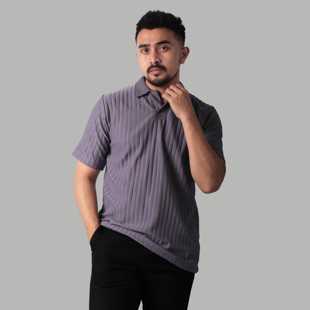 DGM Kaos Polo Shirt Pria Premium Knit Lilac 2456