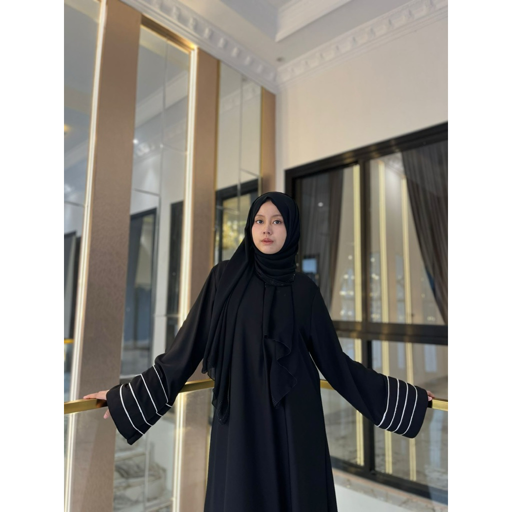 ABAYA EVA BORDIR ALKHATIB COLLECTION BUSANA MUSLIMAH WANITA DRESS GAMIS SAUDI SYARI UMROH JUBAH HITA
