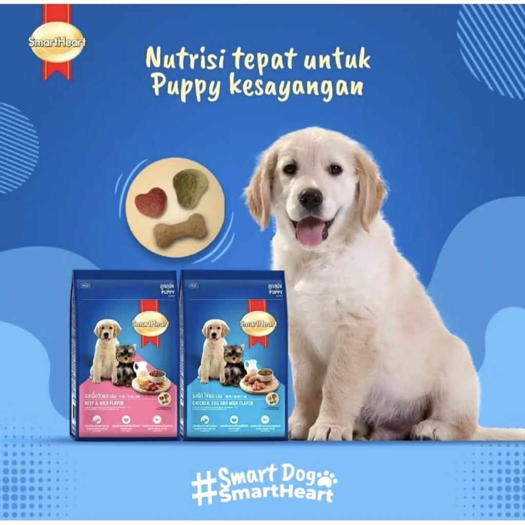 

23bagusmenshop - SmartHeart Puppy Dog Food 1.3kg Makanan Anjing Anak <1 Tahun Dry Food
