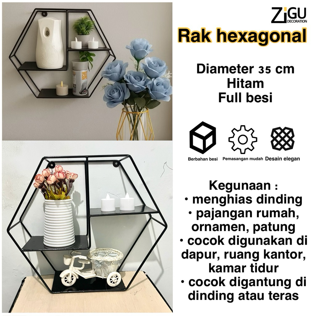 RAK DINDING HEXAGONAL, HIASAN DINDING HEXAGONAL