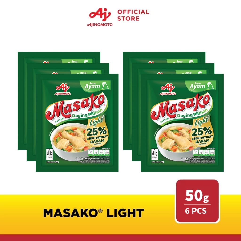 

Masako® Bumbu Kaldu Ayam Rasa gurih pas Penyedap Rasa 50g (6 pcs)